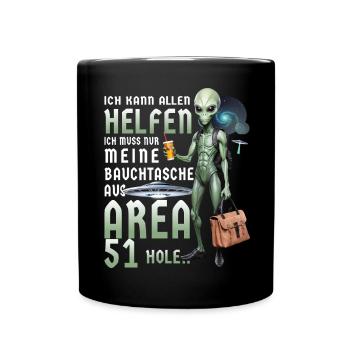 Lustige Alien - Tasse einfarbig - Schwarz - Vorne