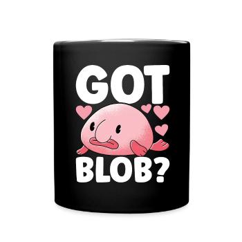 Poisson blob mignon poisson laid - Mug uni - noir - Devant