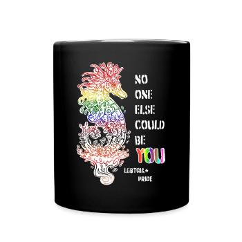 Proud LGBTQIA+ seahorse - Full Colour Mug - black - Front