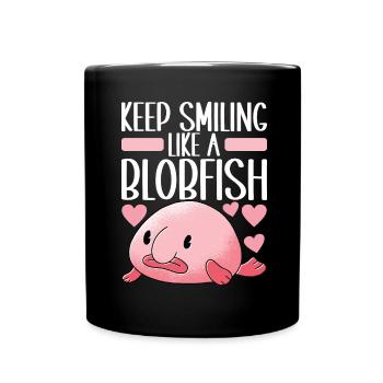 Poisson blob mignon poisson laid - Mug uni - noir - Devant