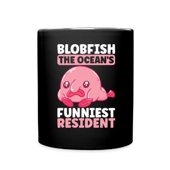 Poisson blob mignon poisson laid - Mug uni - noir - Devant