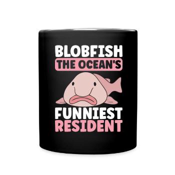 Cute Blob Fish Ugly Fish - Full Colour Mug - black - Front