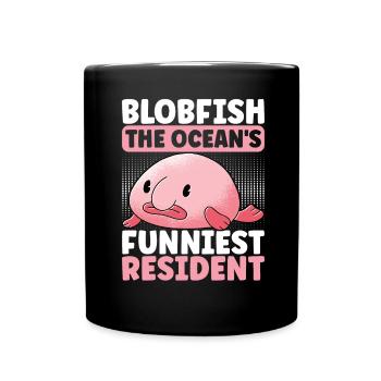 Poisson blob mignon poisson laid - Mug uni - noir - Devant