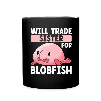 Poisson blob mignon poisson laid - Mug uni - noir - Devant