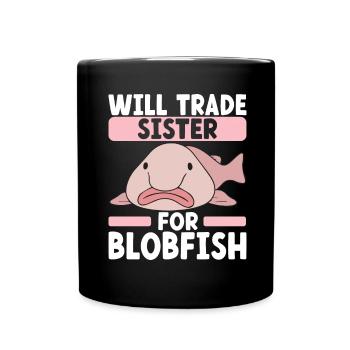 Poisson blob mignon poisson laid - Mug uni - noir - Devant