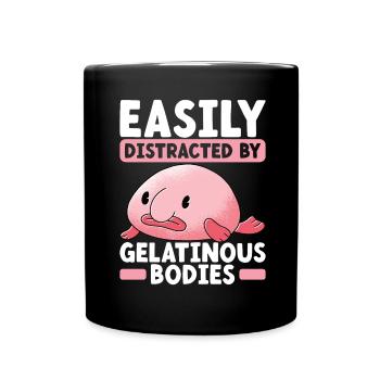 Cute Blob Fish Ugly Fish - Full Colour Mug - black - Front