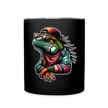 Iguane cool avec lunettes de soleil et casquette - Mug uni - noir - Devant