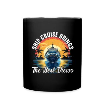 Kreuzfahrt Urlaub Kreuzfahrtschiff - Tasse einfarbig - Schwarz - Vorne