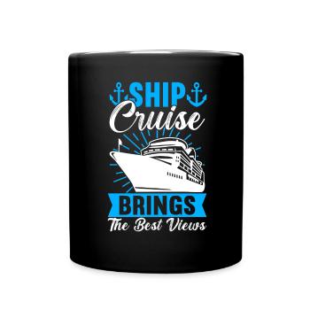 Kreuzfahrt Urlaub Kreuzfahrtschiff - Tasse einfarbig - Schwarz - Vorne