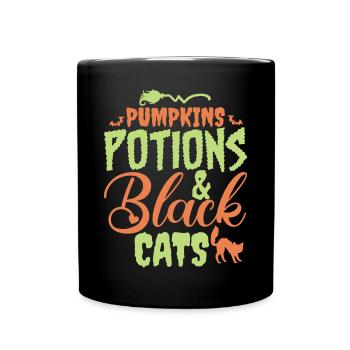 Halloween - Cats and Potions - Full Colour Mug - black - Front