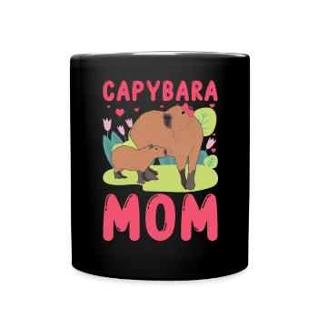Capybara Mom Capy - Full Colour Mug - black - Front