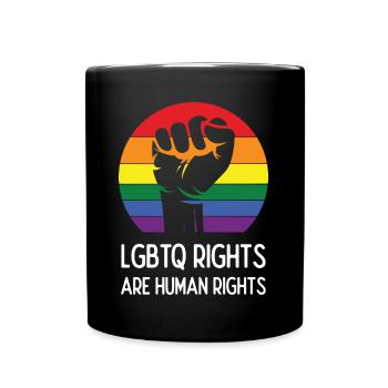LGBTQ Pride Month - LGBTQ Rights Are Human Rights - Full Colour Mug - black - Front