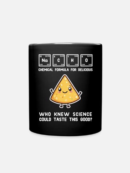 Chemical Formula for Delicious Nachos Design - Full Colour Mug - black