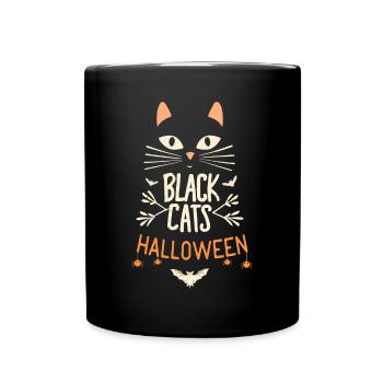 Schwarze Katzen Halloween - Tasse einfarbig - Schwarz - Vorne