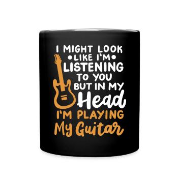 Gitarrenspieler Gitarrist - Tasse einfarbig - Schwarz - Vorne