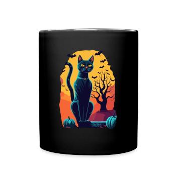 Chat long et mince en costume d’Halloween effrayant - Mug uni - noir - Devant