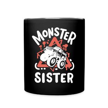 Monstertruck-Schwester - Tasse einfarbig - Schwarz - Vorne