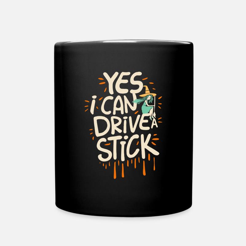 Halloween, Oui je peux conduire un bâton - Mug uni - noir