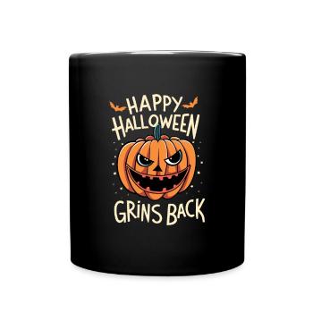 Frohes Halloween, grinst zurück - Tasse einfarbig - Schwarz - Vorne