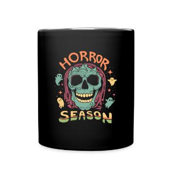 Horror Season, Totenkopf und Geister - Tasse einfarbig - Schwarz - Vorne