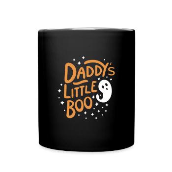 Papas kleiner Buh, Frohes Halloween - Tasse einfarbig - Schwarz - Vorne