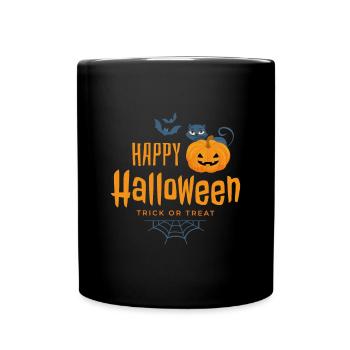 Frohes Halloween, Süßes oder Saures - Tasse einfarbig - Schwarz - Vorne