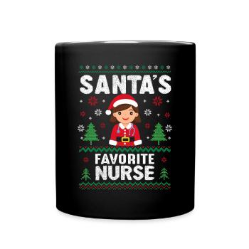 Die Lieblingskrankenschwester des Weihnachtsmanns - Tasse einfarbig - Schwarz - Vorne