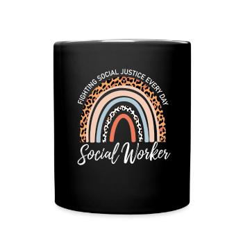 Social workers fight social problems on a daily basis - Full Colour Mug - black - Front