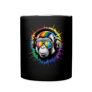 DJ Cool Fun Funny, Colorful, Pop Art, Techno Festival - Full Colour Mug - black - Front