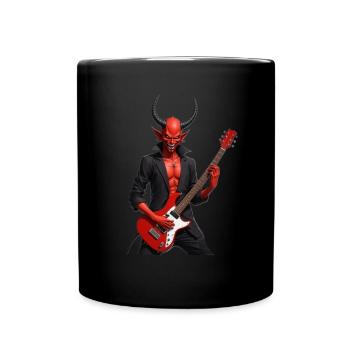 Teufel mit roter E-Gitarre - Tasse einfarbig - Schwarz - Vorne