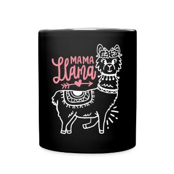 Lama Mama Muttertag - Tasse einfarbig - Schwarz - Vorne