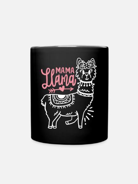 Lama Mama Muttertag - Tasse einfarbig - Schwarz