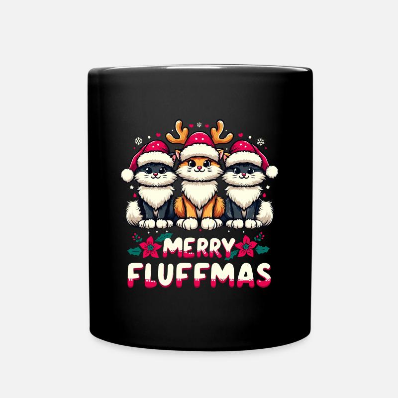 Frohe Weihnachten, frohe Fluffmas - Tasse einfarbig - Schwarz