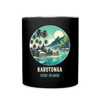 Parotonga Cook Islands sea palm trees - Full Colour Mug - black - Front