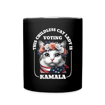 Diese kinderlose Katzendame wählt Kamala Harris - Tasse einfarbig - Schwarz - Vorne