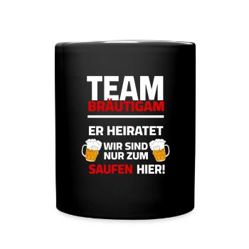 Team Groom - He's getting married, we're drinking - Full Colour Mug - black - Front