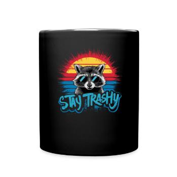 Stay Trashy Lustiges Kostüm Waschbär - Tasse einfarbig - Schwarz - Vorne