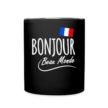 Bonjour - Tasse einfarbig - Schwarz - Vorne
