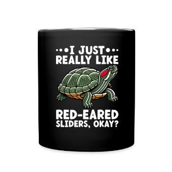 Tortue Tortue à oreilles rouges - Mug uni - noir - Devant
