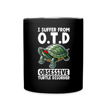 Tortue Tortue à oreilles rouges - Mug uni - noir - Devant