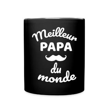 Design Papa Moustache Globale Authentique - Mug uni - noir - Devant