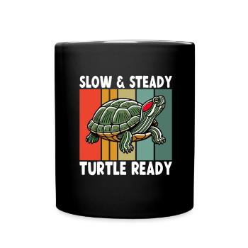 Tortue Tortue à oreilles rouges - Mug uni - noir - Devant