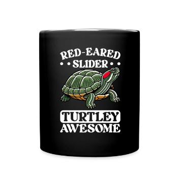 Tortue Tortue à oreilles rouges - Mug uni - noir - Devant