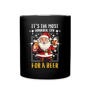 Weihnachten Bier Saufen Alkohol Weihnachtsmann - Tasse einfarbig - Schwarz - Vorne