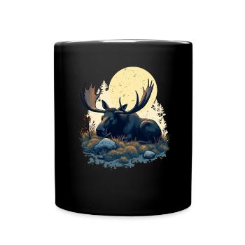 Sleeping Shirt Scandinavia Moose Reindeer - Full Colour Mug - black - Front