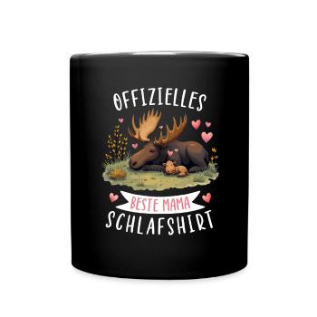 Offizielles Beste Mama Schlafshirt Elch Muttertag - Tasse einfarbig - Schwarz - Vorne