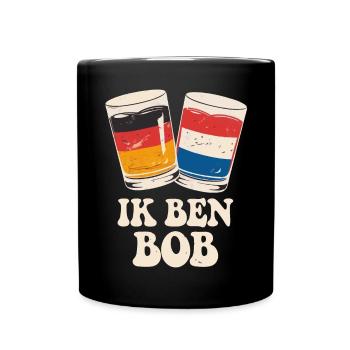 Holländisches Bierglas Paar Design. Ich bin BOB - Tasse einfarbig - Schwarz - Vorne