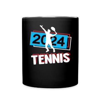 Tennis 2024 Tennisspiel Tennisspieler Turnier - Tasse einfarbig - Schwarz - Vorne