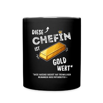 DIESE CHEFIN IST GOLD WERT - Tasse einfarbig - Schwarz - Vorne