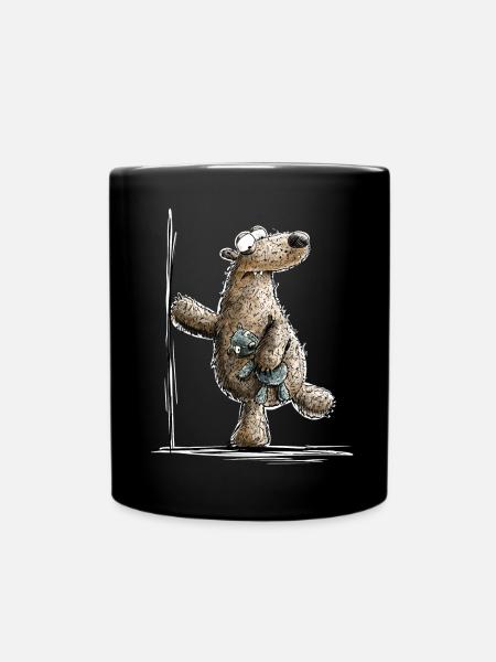 Drolliger Brauner Bär Mit Kuscheltier - Tasse einfarbig - Schwarz